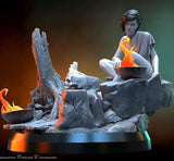 Resin Fantasy Woman Campfire Diorama Unpainted 2 scales Choice Model