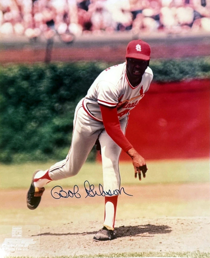 Bob Gibson signed St. Louis Cardinals MLB 8x10 Photo- Goldin/Score Board COA/HOF Model