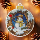 DIY Cross stitch kit "Snowman", Embroidery on a plastic canvas, Christmas home Model