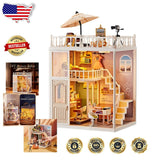 Miniature Beauty Salon House Kit, 203 Pcs LED Light DIY Dollhouse, Realistic ... Model