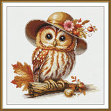 Counted Cross Stitch Kit DIY unprinted canvas Owl in a hat embroidery 3590 Model