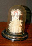 VTG Porcelain Victorian Figurine & Domed Glass Display Case JAPAN Model