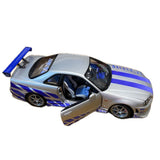 DeAgostini 1/8 Fast & Furious Nissan Skyline GT-R R34 Brian Built Model Silver Model