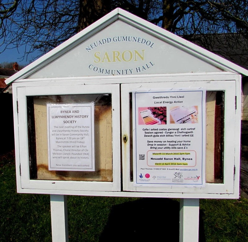 Photo 6x4 Information board outside Saron Community Hall, Bynea The board c2016 Model