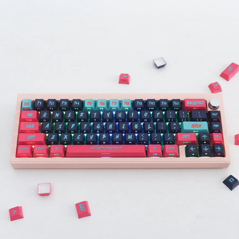 GMK Copy Cyberpunk Pink Side Transparency Keycaps Cherry Profile for Cherry MX Model