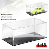 Display Case Clear 1/18 Scale Model Car Figurine Box Dust Proof with Black Base Model