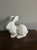 White Cubist Bunny Rabbit Geometric Ceramic Figurine Spring Easter Display Decor Model