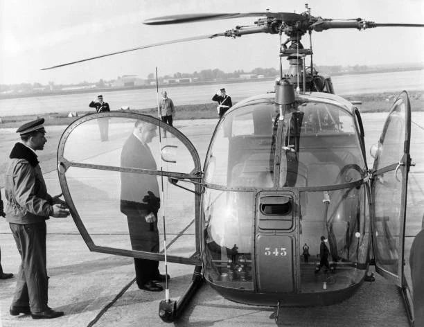 Georges Pompidou prepares to board a helicopter to fly over c- 1966 Old Photo Model