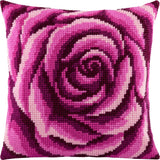 DIY Printed Cross-Stitch Cushion Kit "Rose Swirl", 16x16" / 40x40 cm Model