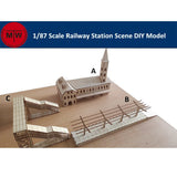 1/87 Scale Railway Station Platform Diorama Scene DIY Wooden Assembly Model Kits Model