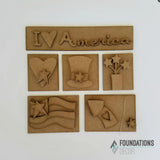FD Patriotic Craft Supply - DIY I Love America July Base Kit for Shadow Box Model