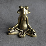 Antique Brass Meditation Zen Frog Statue Ornament Copper Animal Sculpture Model