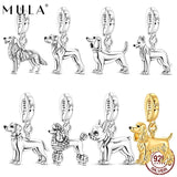 MULA Fine European 925 Sterling Silver Charm Cute Dog Pendant fit Women Bracelet Charms