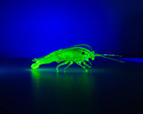Glowing Uranium Glass Shrimp ¨C Handcrafted Lampwork Miniature, UV Reactive Art Model