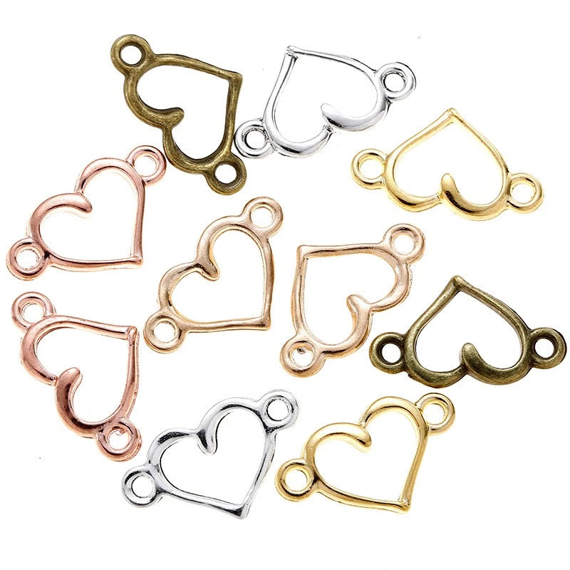 300pcs Open Heart Connector Charms Zinc Alloy 14.5x8mm for DIY Jewelry Making Charms