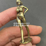 2.3" Brass Maiden Statue Art Beauty Girl Model Anime Artwork Home Table Decor Model