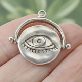 Evil Eye Pendant, 1Pc Fine Silver Plated European Charm, Mystical Symbol Charms