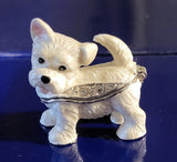 Feisty Westie Pewter Bejeweled Hinged Miniature Trinket Box Kingspoint Model