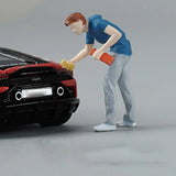 1/64 Scale Diorama Figure Washing Car Men Dollhouse Decor Miniature Model for Model