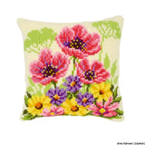 Vervaco stamped cross stitch kit cushion Flower field poppies, DIY Model