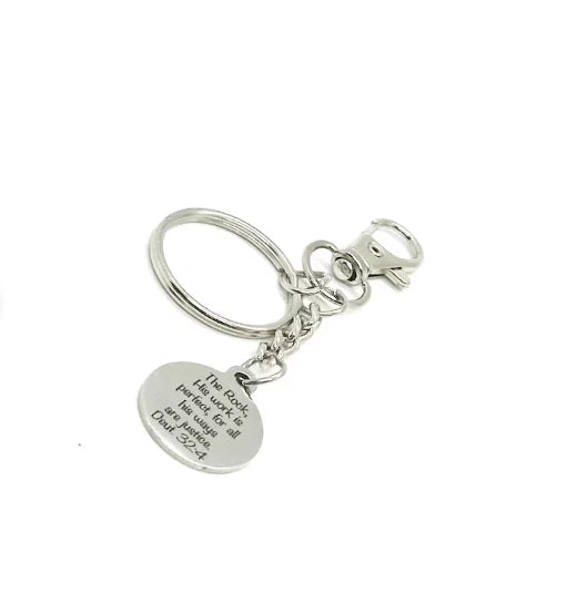Gods Ways Are Perfect Charm Clip On Key Chain Deuteronomy 32 4, God Is The Rock Charms