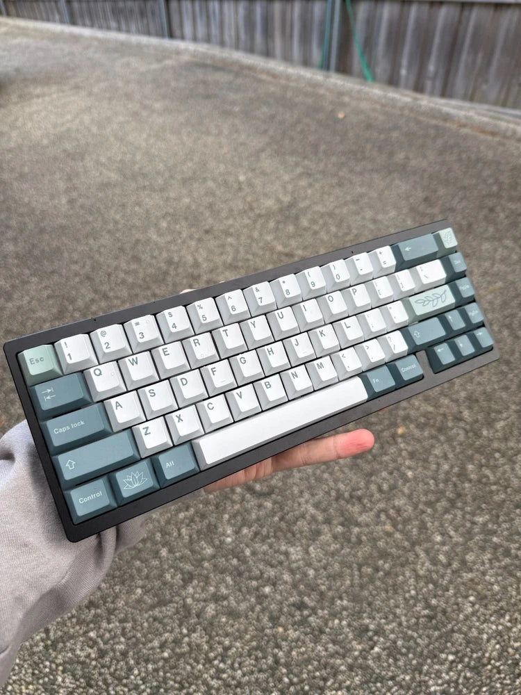 Custom Lucky65 Mechanical Keyboard Sakura Linear Switches GMK Botanical Keycaps Model
