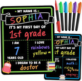 First Day of School Sign Board with Liquid Chalk Markers - 14¡±X11¡± Double-Sided Model