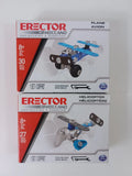 Erector by Meccano - 2 KITS PLANE AND HELICOPTER Metal Model Building Kit Toys Model
