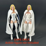 White Wired Cape W/ Fur Marvel Legends Emma Frost 6?? Action Figure Custom X-men Model