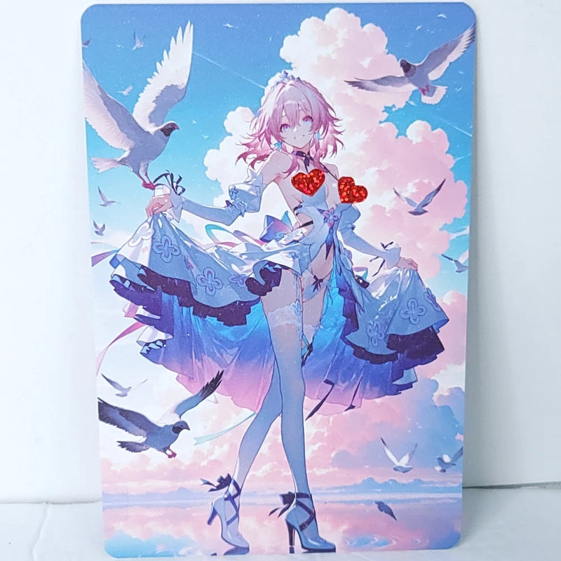 March 7th Waifu Card Anime Girl Birds Clouds Wedding Wall Art Oversized Board A5 Model