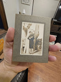 Antique Photo On Board Man With Rifle Smoking Photo (F13) Model