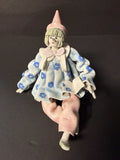 Porcelain Book & Backpack Pierrot Clown Figurine Made in Italy for Gumps Model