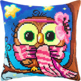 DIY Printed Cross-Stitch Cushion Kit "Little Owl", 16x16" / 40x40 cm Model