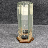 Clear Glass Hexagon Display Case Stand Cabinet Wood Base Figurine Doll Modernist Model
