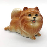 ZOOCRAFT Ceramic Pomeranian Dog Figurine Porcelain Hand Painted Brown Model