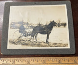 Photo on Board, Horse Drawn Single Seat Lg Wheels, Snow Model