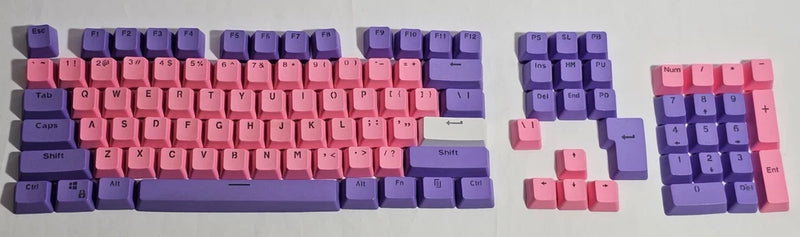 Purple+Pink  Shine-Through OEM Profile Keycaps 100% Layout Model
