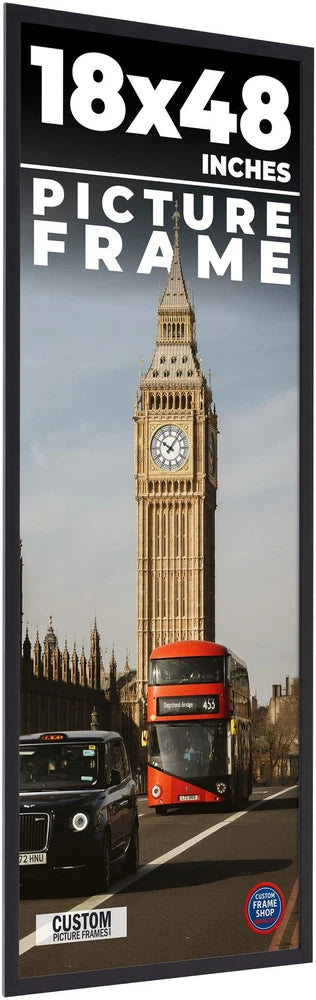 18x48 Frame Black Real Wood Picture Frame Width 0.75 inches | Interior Frame Dep Model