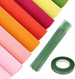 Crepe Paper Flower DIY Kits - 7 Rolls Rainbow Bright Colors Crepe Paper 2 Rolls Model