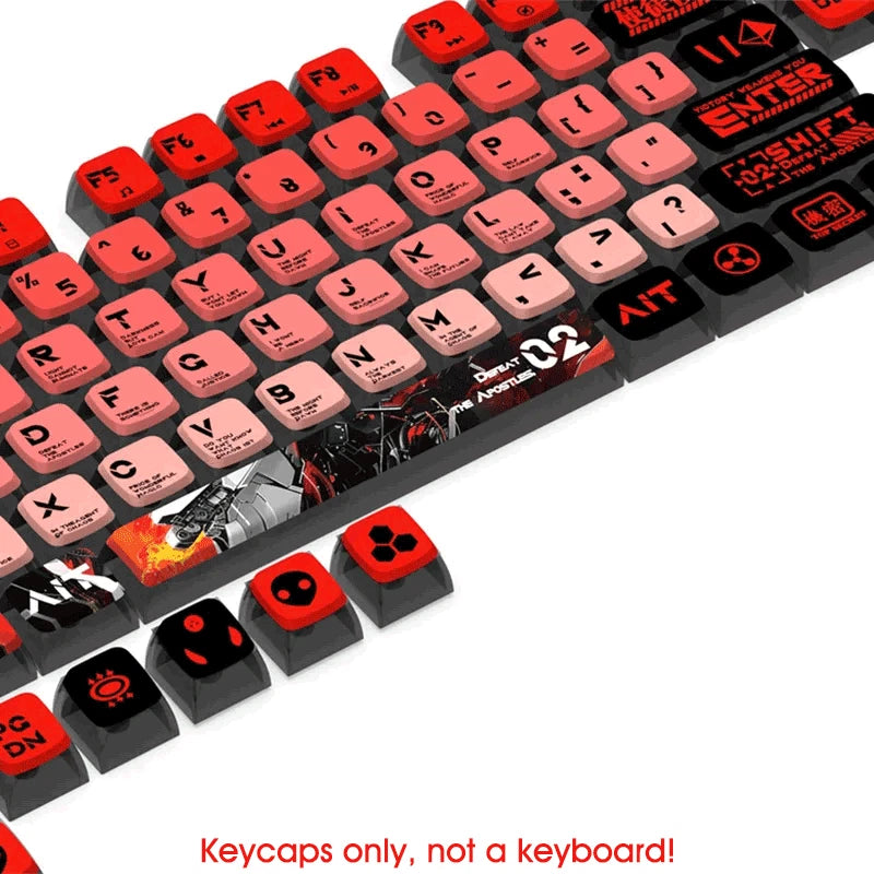 Evangelion Asuka PBT Transparent Keycaps Set for Cherry MX Mechanical Keyboards Model