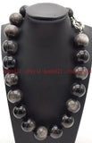 Huge 18mm Natural Silver Eye Obsidian Round Gemstone Beads Necklace 16-36" AAA+ Charms