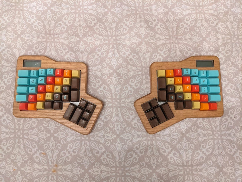 Infinity ErgoDox Keyboard with SA 1978 Keycaps & Wooden Case and Build Kit Model