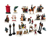 Vintage 1994 Mercuries Christmas Village 35 Pc Figurines Lamp Posts Holiday Set Model