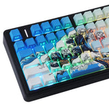 131 Keys Sky Blue Wave PBT Keycaps Side Printed Shine Through Cherry MX Model