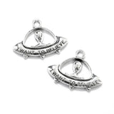 BLUK 50Pcs Alien Ship Charms DIY Jewelry Making Pendants Antique Silver Charms