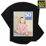 50 Pack 11x14 Black White Picture Mat Boards White Core 4-Ply Acid-Free Bevel Model
