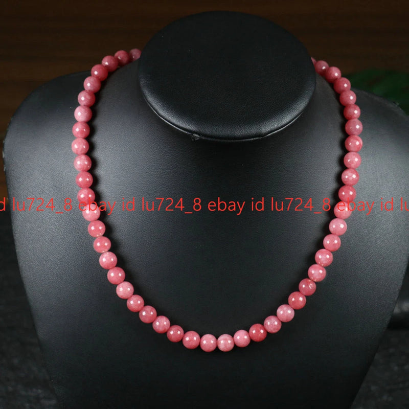 6/8/10/12mm Natural Pink Rhodochrosite Round Gemstone Beads Necklace 14-36" AAA+ Charms