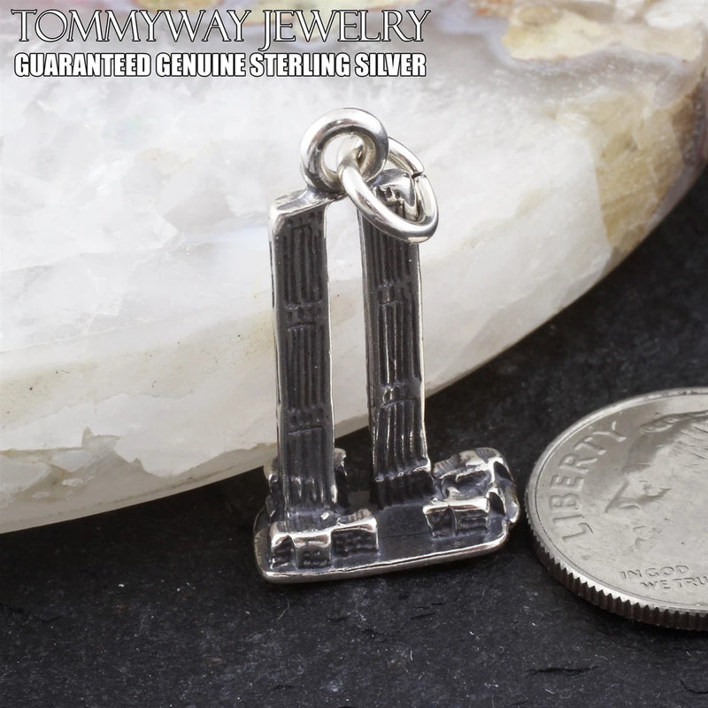 925 Sterling Silver World Trade Center Twin Towers 9/11 Memorial Charm Pendant Charms