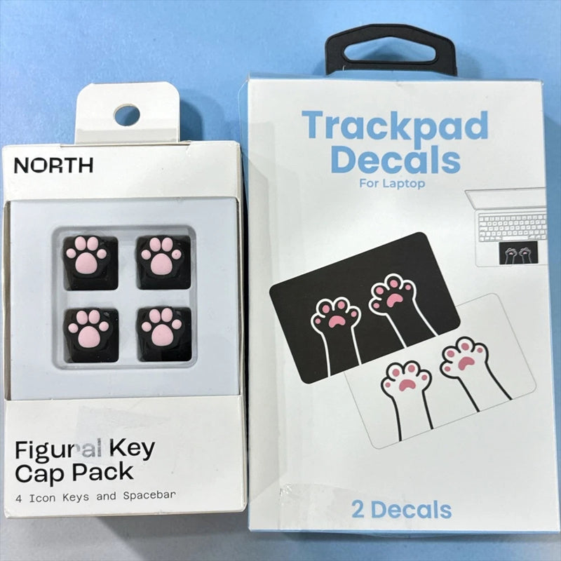 Cat Paw Figural Key Cap Pack & Laptop Trackpad Decals Set Model