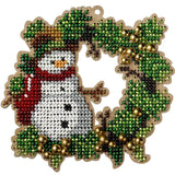 DIY Bead embroidery kit on wood Christmas Snowman Wreath Craft gift Model